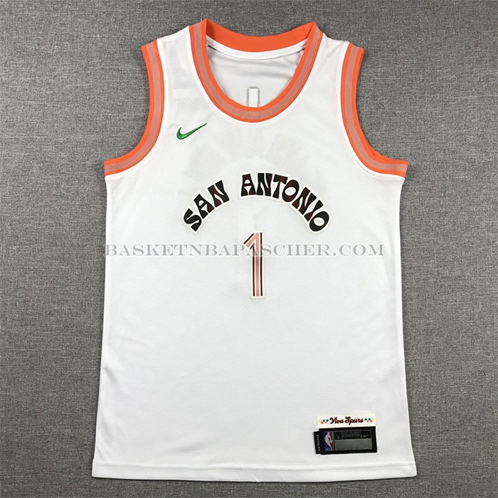 Maillot Enfant San Antonio Spurs Victor Wembanyama NO 1 Ville 2023-24 Blanc